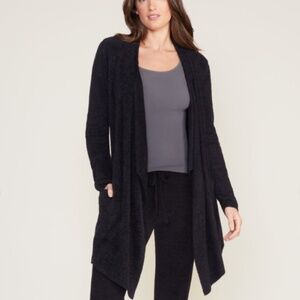 Barefoot Dreams CozyChic Lite Black Island Wrap Cardigan Style 903 Large L XL